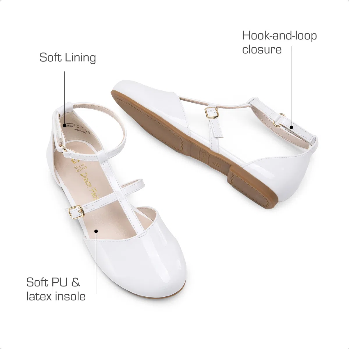 DREAM PAIRS Mary Jane - Scarpe basse da bambina, con cinturino a T
