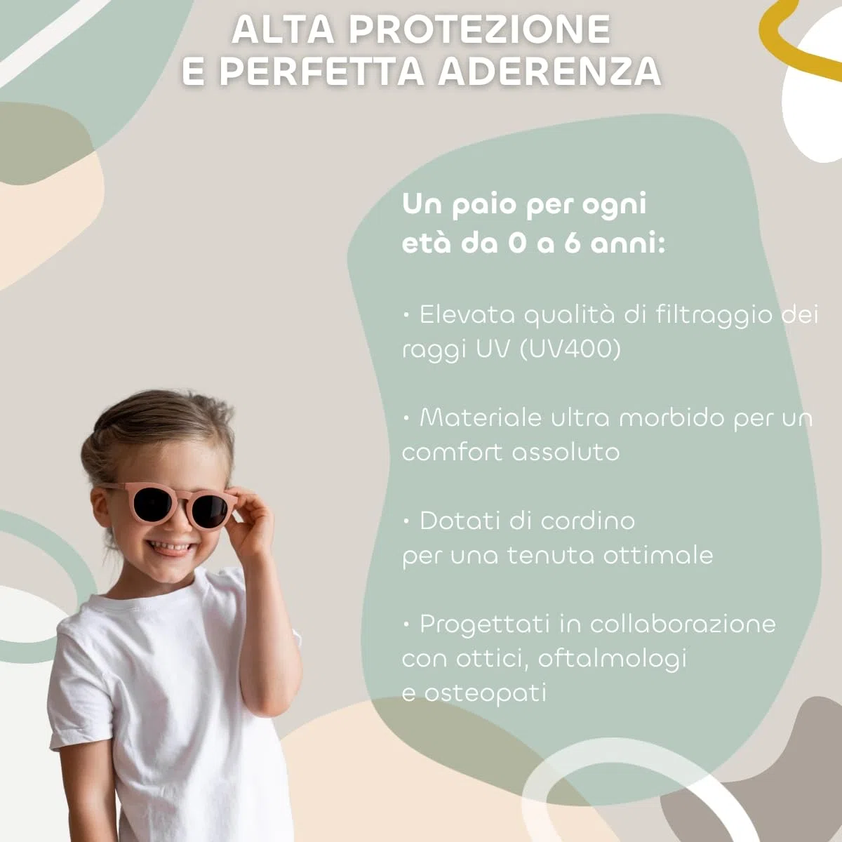 BÉABA, Occhiali Da Sole Per Bambini 4-6 Anni, Protezione 100% UV - CAT 3, Protezione Laterale, Comfort Ottimale, Aste Regolabili A 360°, Adattabili Alla Vista, Collezione Retro