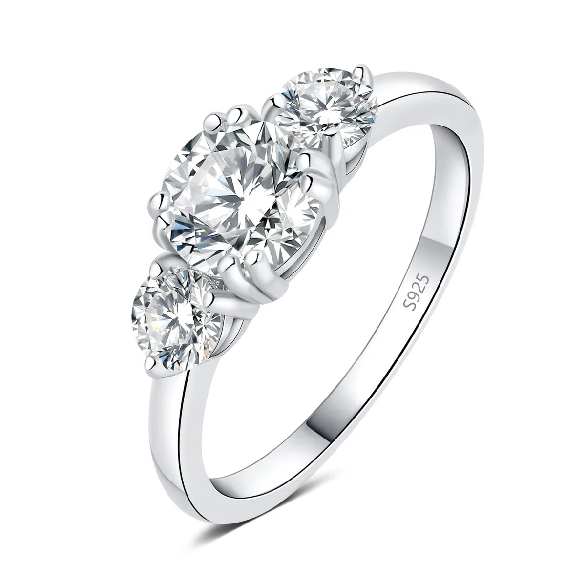 JewelryPalace 1ct Classico Anello a Tre Pietre Donna Argento con Cubica Zirconia, Anelli Donna 925 con Pietra a Taglio Rotondo, Fede Nuziale in Tre Ori Anello Matrimonio Set Gioielli Donna