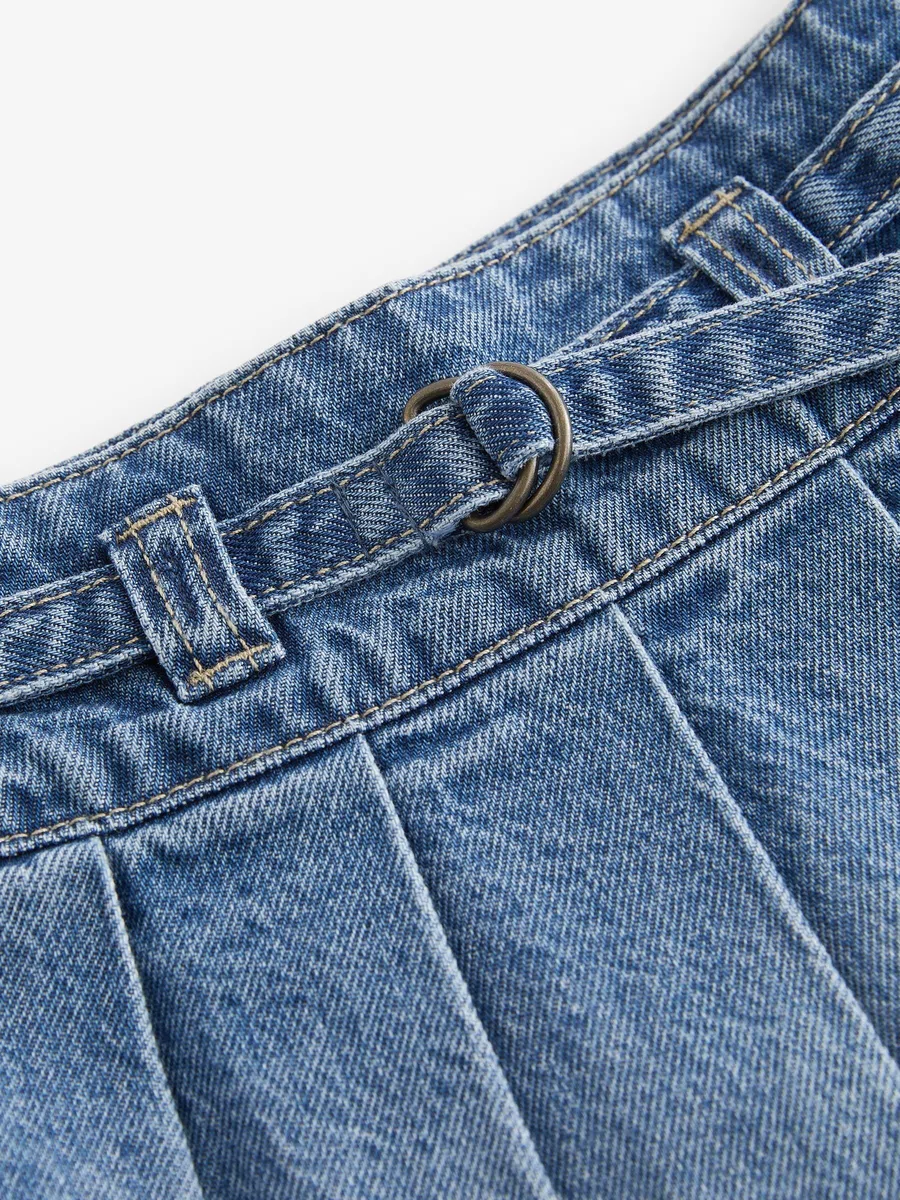 NEXT Ragazza Gonna in Denim a Pieghe