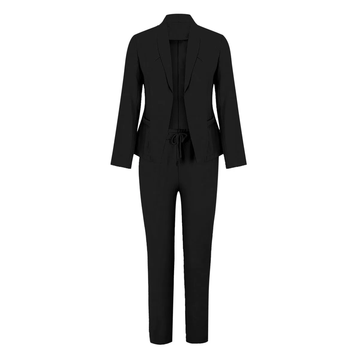 Tailleur Donna Eleganti Pantaloni e Giacca da Cerimonia Curvy Completo Blazer a Maniche Lunghe Tuta Elastici in Vita Set di Abiti in Tinta Unita Pantalone Giacche Due Pezzi Elegante Suit Versatile