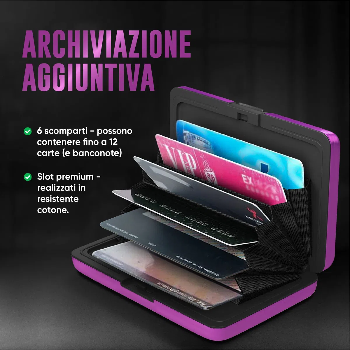 TopMost porta carte di credito in alluminio con protezione RFID per uomini e donne - Portafoglio per 12 carte e banconote, protezione contro il furto di dati, portafoglio slim, porta carte