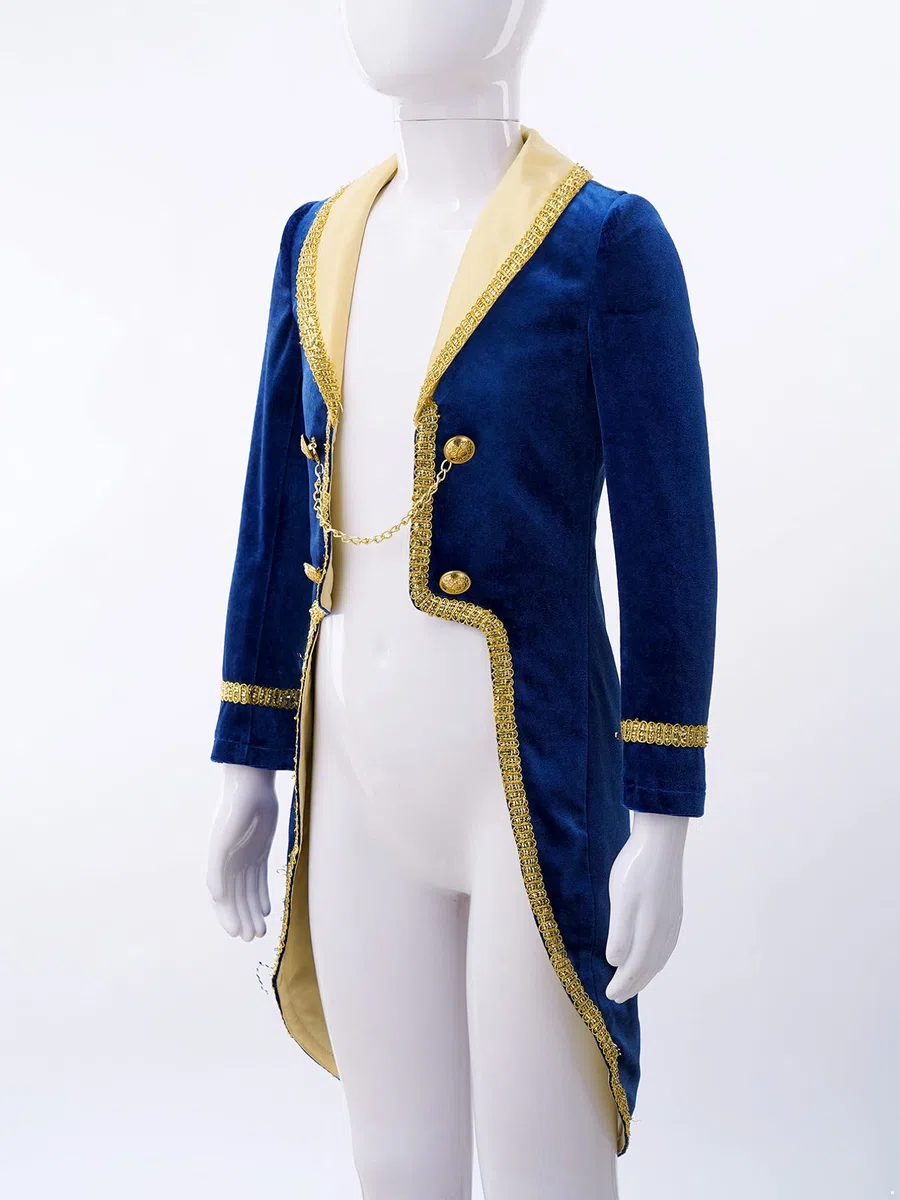 MSemis Costume da Principe La Bella e la Bestia Carnevale Costume Blazer Elegante Azzurro Abito da Cerimonia Cappotto Bambino Invernale Smoking Giacca da Sposa Festa
