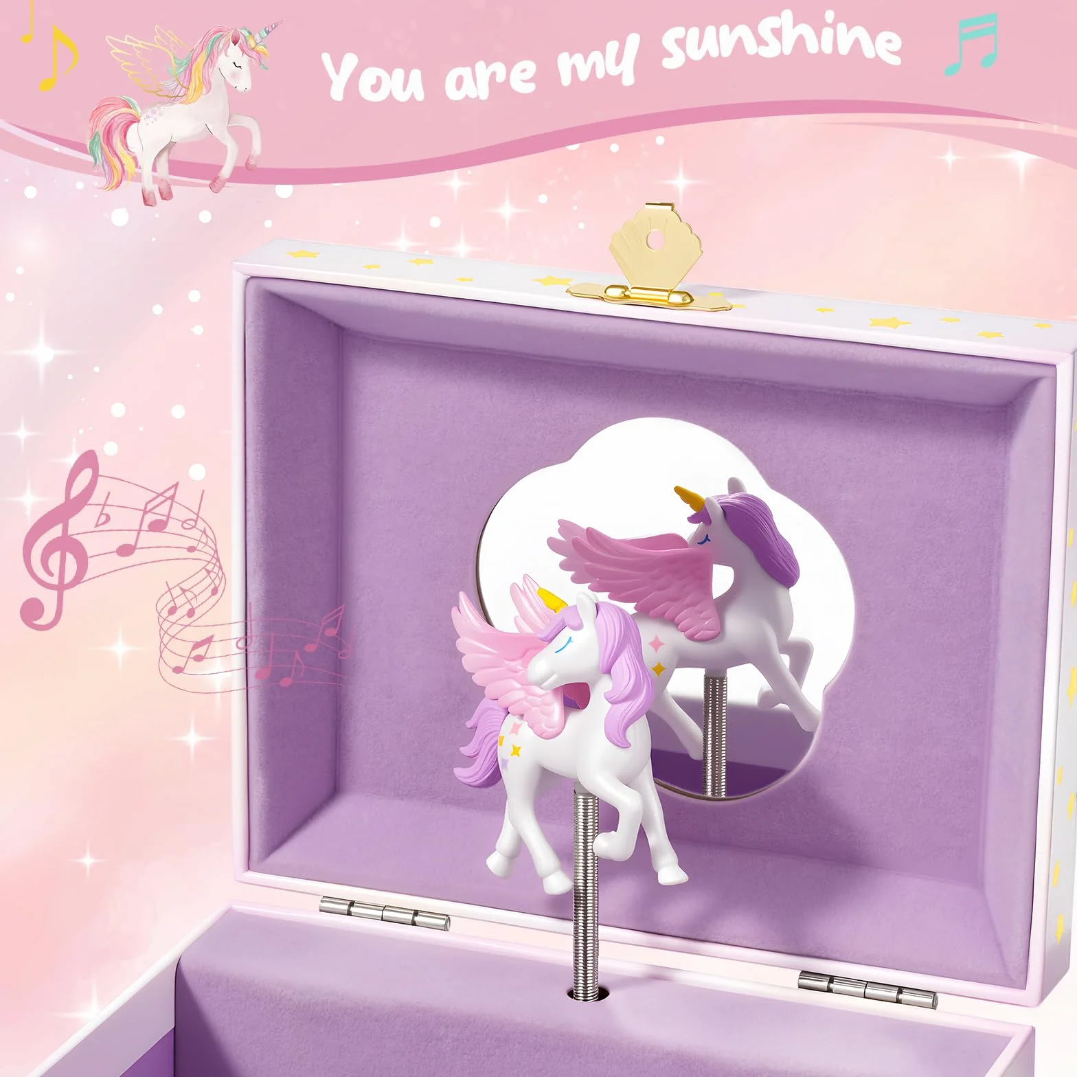 ProCase Unicorno Scatola di Gioielli per Le Ragazze, Bambini Scatole di Gioielli Musicali con Spinning Unicorn Doll, Regali di Compleanno per Le Bambine Bambini Bambino-Rosa (Scatola con Gioielli)