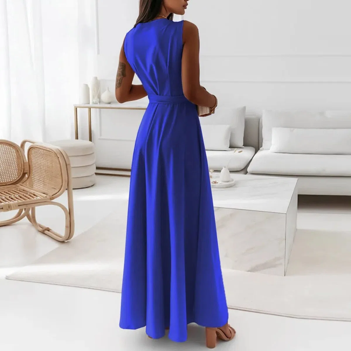 Vestito Donna Elegante Spaghetti Cerimonia Abito da Donna Eleganti da Sera Sposa Lunghi Ruffled Banchetto alla Moda Ballo Abiti Vintage Cocktail Party Vestito Donna Elegante Casual