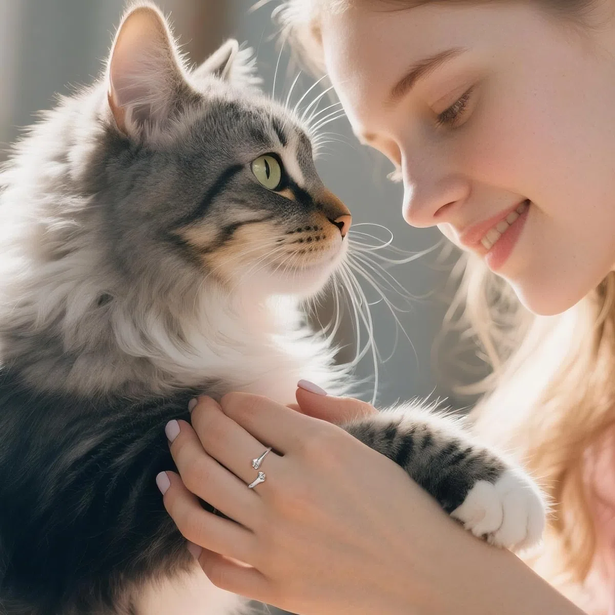 Qings Anelli Abbraccio di Gatto per Donna, Anello di Zampa di Gatti Argento 925 Anelli Regolabile Aperto Animale Coccola, Carino Gioielli Regalo di Compleanno per Ragazza e gli Amanti dei Animali
