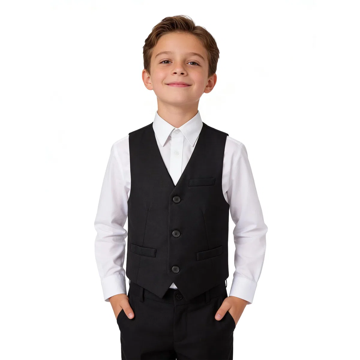 LOLANTA Gilet da Cerimonia per Ragazzi, Gilet da Smoking Monopetto Completamente Foderato per Matrimonio 7–14 Anni