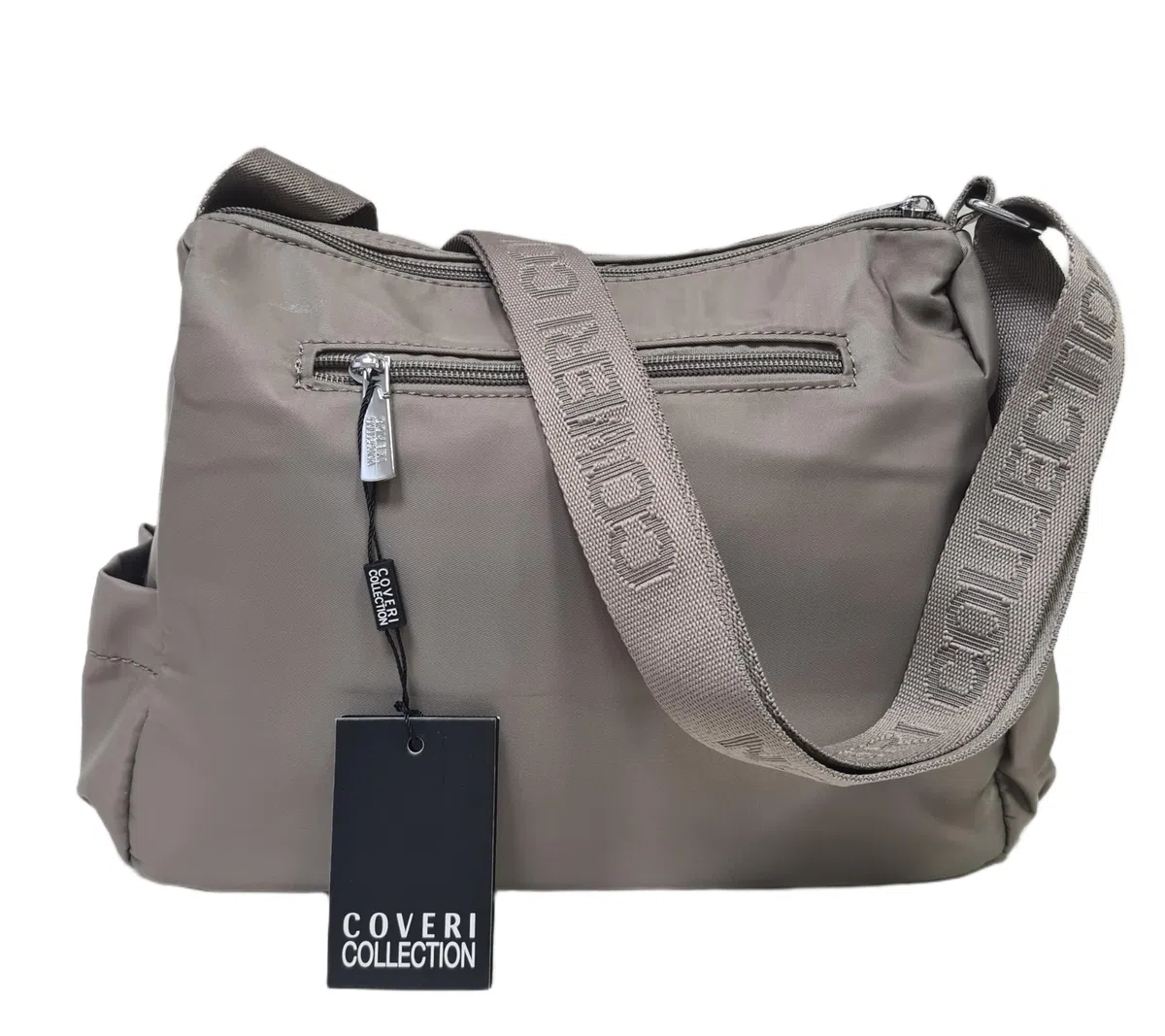 COVERI COLLECTION Borsa a Tracolla in Nylon Impermeabile, Multitasche, Dimensioni 28x23x12 cm, con Cerniere Metalliche, Tracolla Personalizzata Design Casual Art. 5056-20