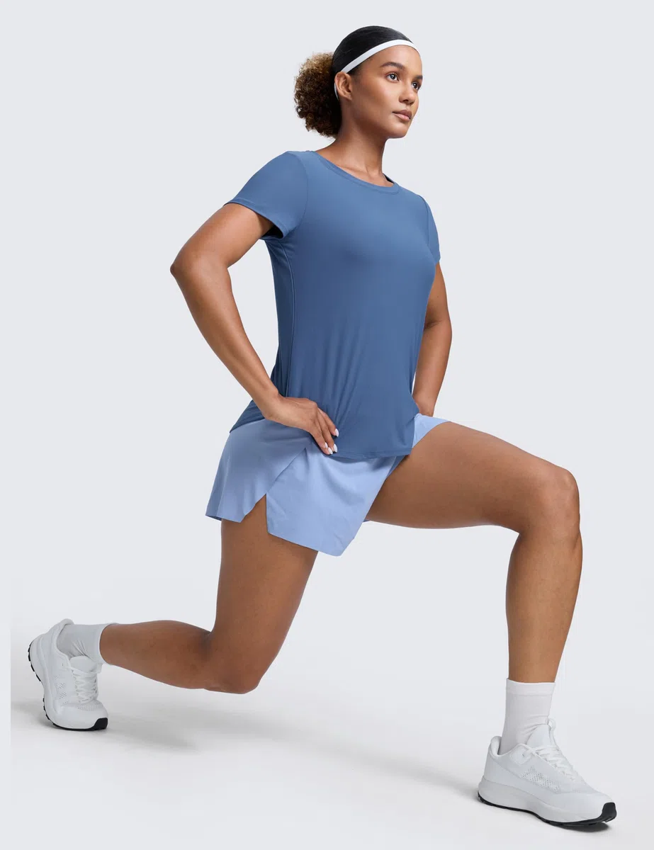CRZ YOGA Cloudweight Maglie a Maniche Corte per Donna Top da Allenamento con Spacchi Laterali