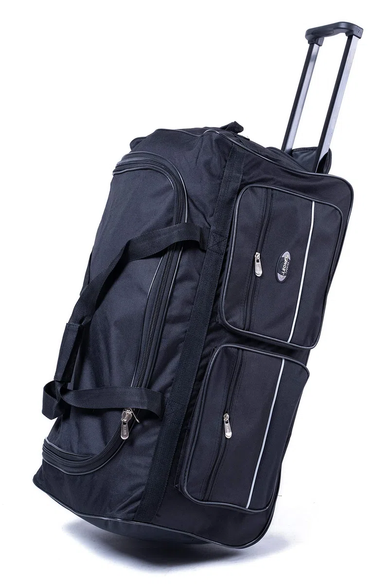 R.Leone TROLLEY BORSONE DA VIAGGIO CON 2 RUOTE RINFORZATE (Nero, 007 30x39x52cm)