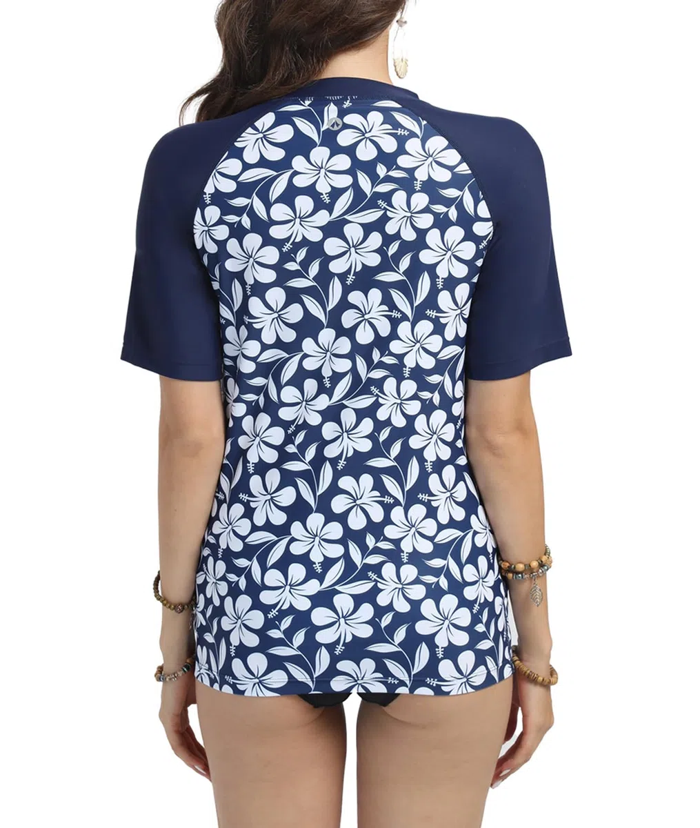 Rash Guard da Donna Manica Corta UPF 50+ Protezione Solare, Costumi da Bagno Maglia Protettiva per Nuoto Snorkeling Surf