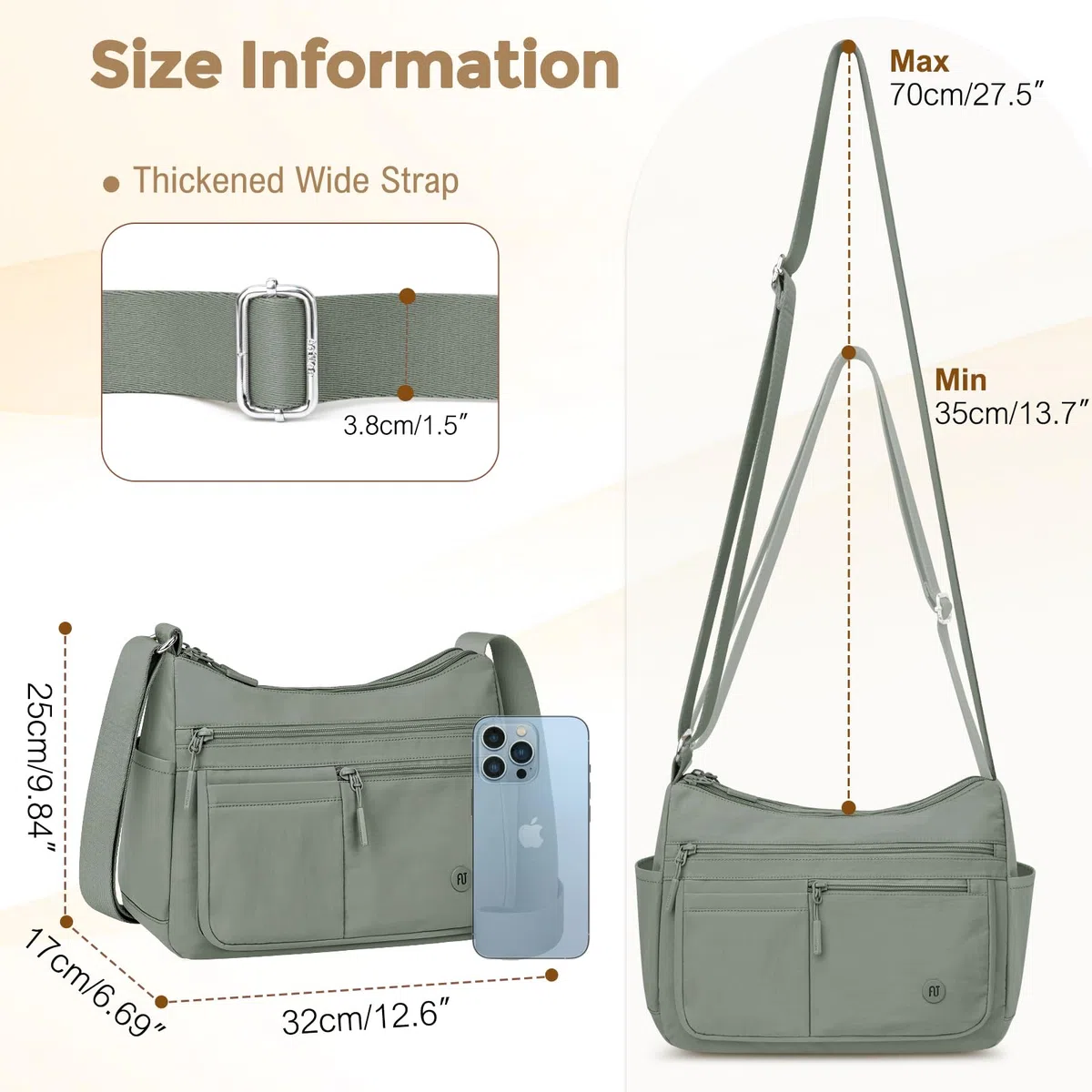 Borsa Tracolla Donna Grande Borse da Donna in Tessuto Oxford Impermeabile Borsa a Spalla con Multitasche con Cerniera, Crossbody Bag Media per Uscire Fare Shopping Viaggiare Lavorare