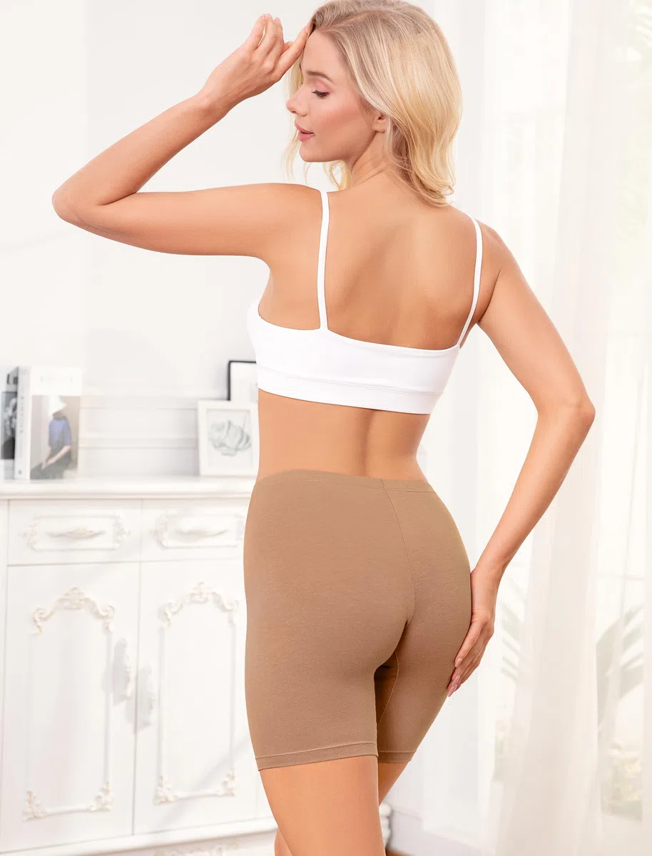 VOENXE Boxer da Donna Cotone Mutande Pantaloncini Sottogonna Donna Culotte Antisfregamento Leggings Corti Culotte Mezza Gamba Cotone Sport Hot Pant Vita Alta Pacco da 4
