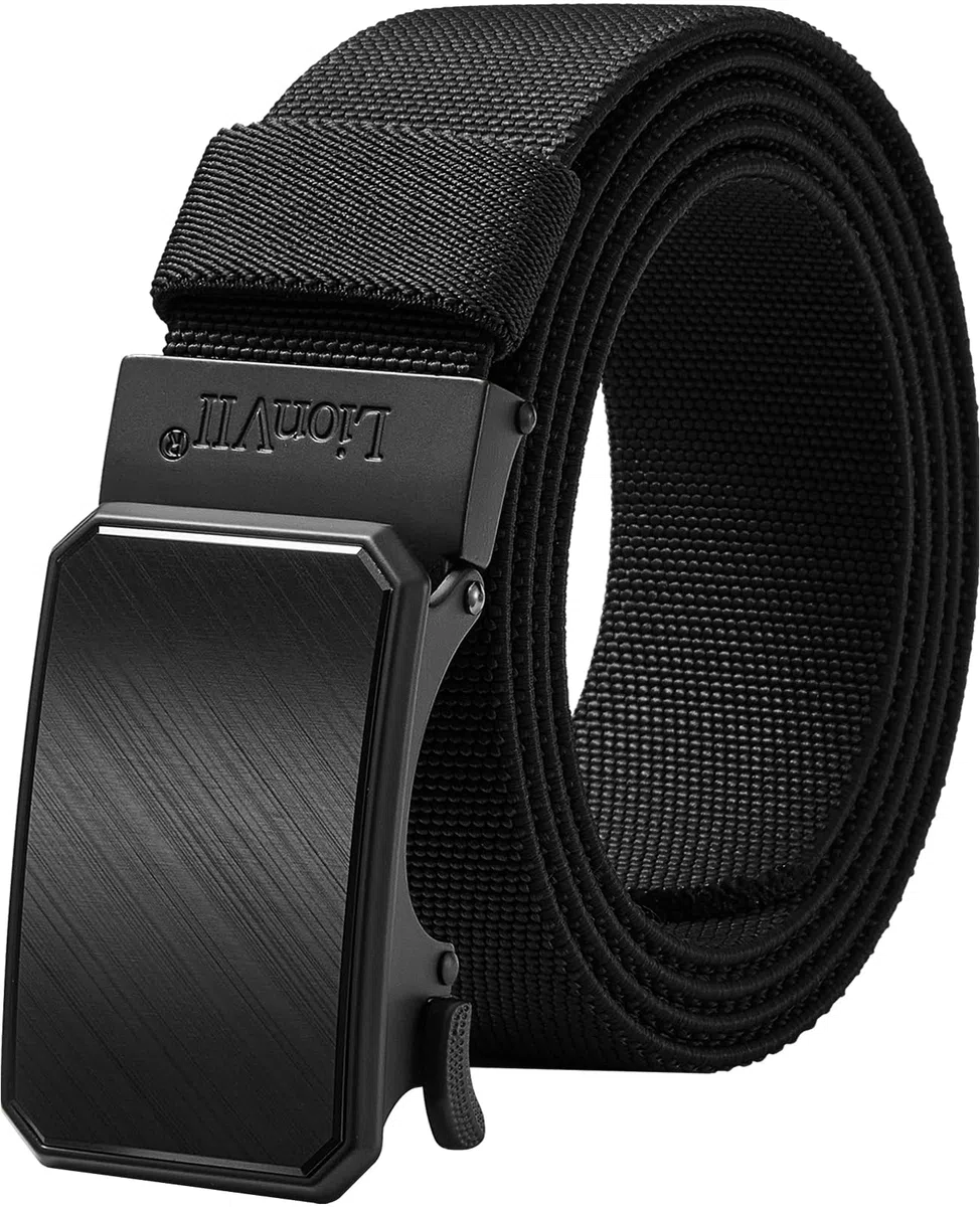 LionVII Cintura elastica a cricchetto con fibbia automatica, cintura da lavoro per uomo per girovita 75-125cm (28-49")