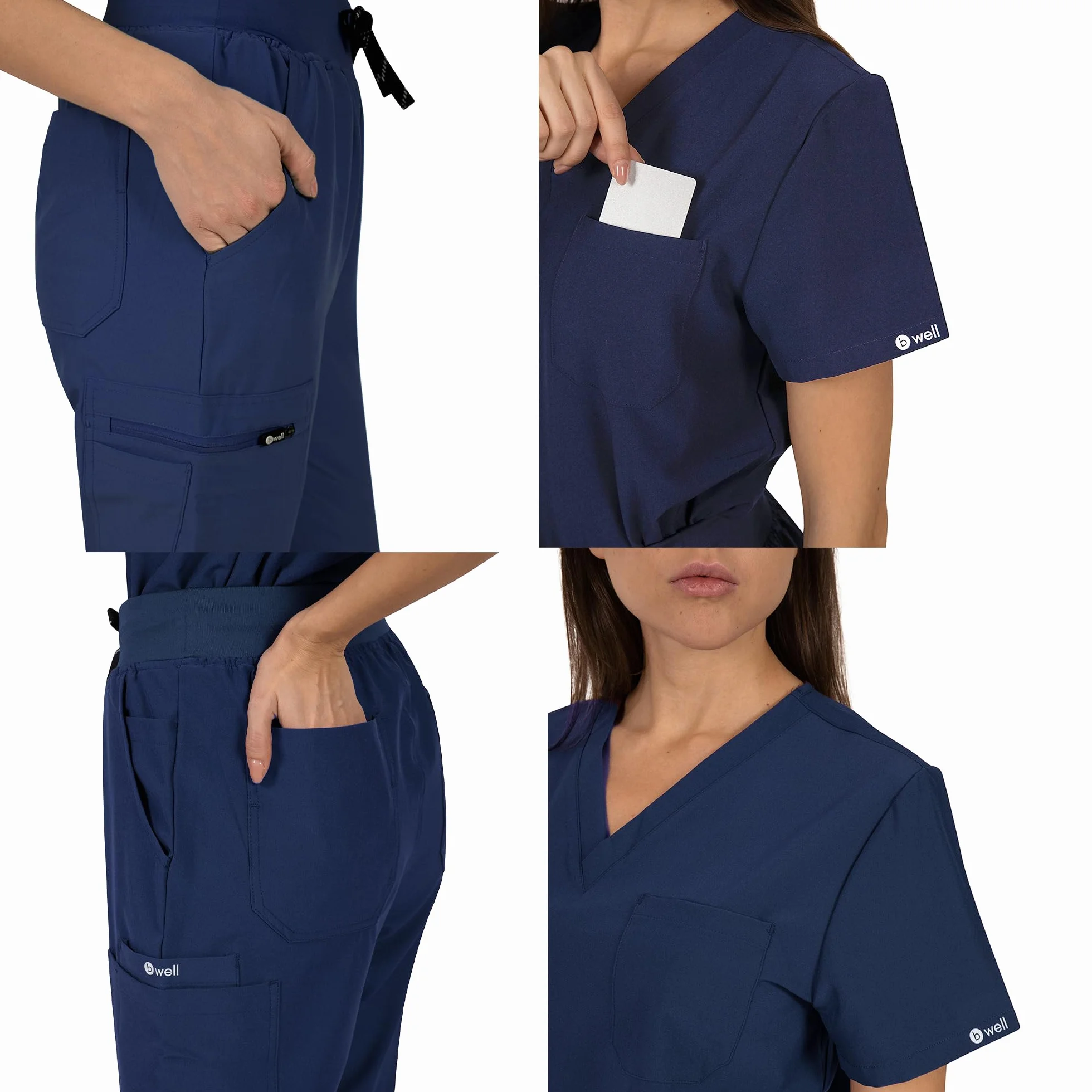 B-well Bella Divisa Sanitaria Donna Elastica | Uniforme Sanitaria Donna | Set con Casacca e Pantalone | Divise Sanitarie | con spandex