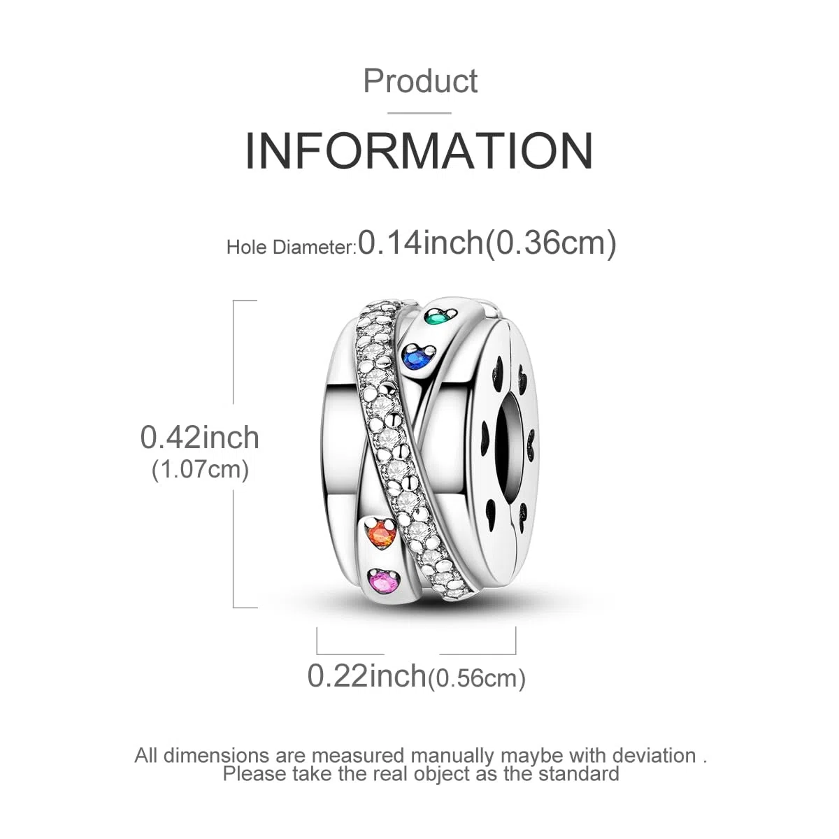 Hapour Clip Distanziatore Charm per Bracciale Clip Lock Stopper Bead Distanziatore DIY Fit Bracciale Serpente Europeo Apribile 925 Sterling Silver Beads Gioielli Regalo per le Donne Ragazze