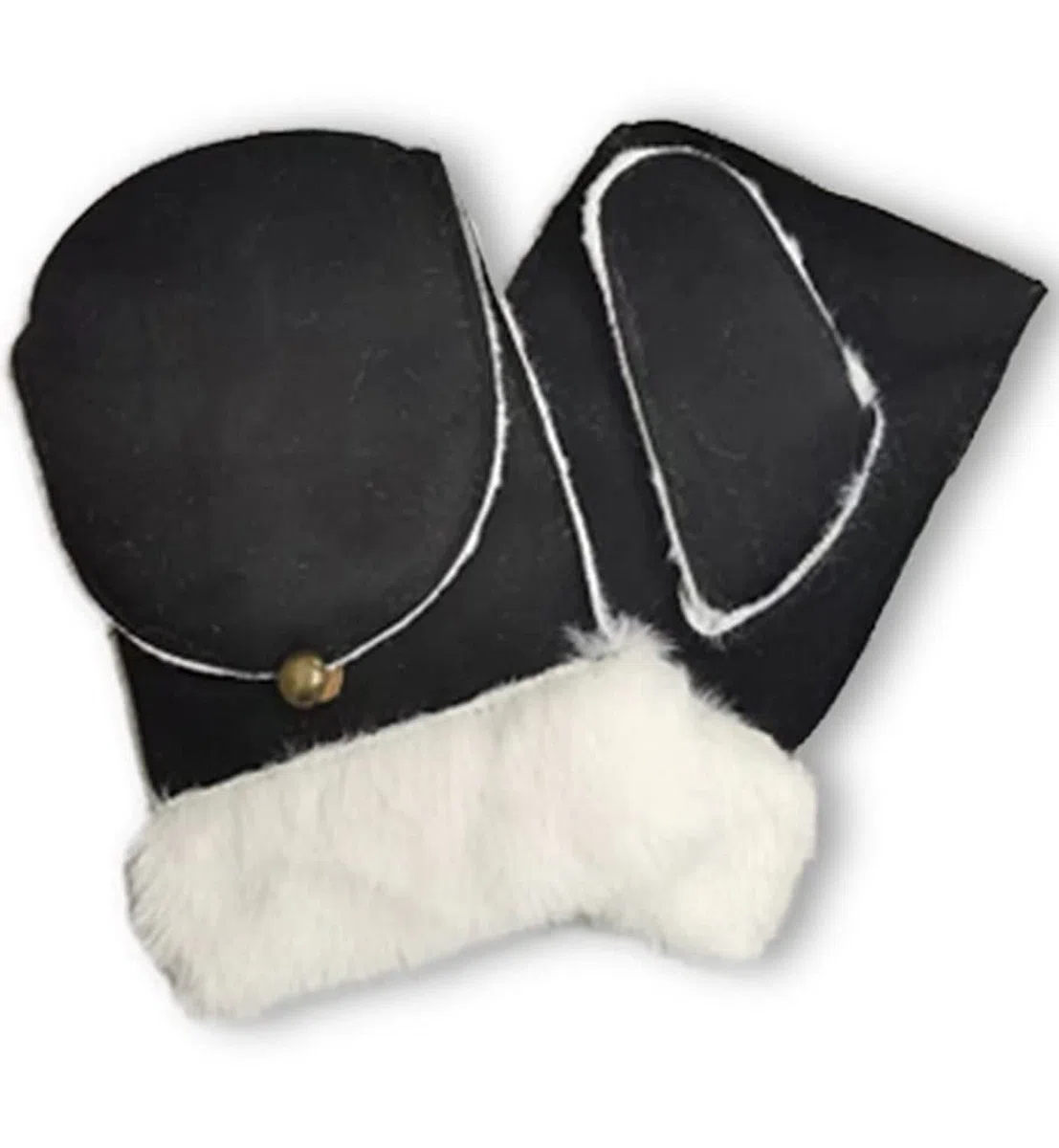 Guanti Invernali Donna Eleganti in Eco Pelle Scamosciata – Muffole Apribili Calde con Interno Felpato e Polsino in Eco Pelliccia – Taglia S/M