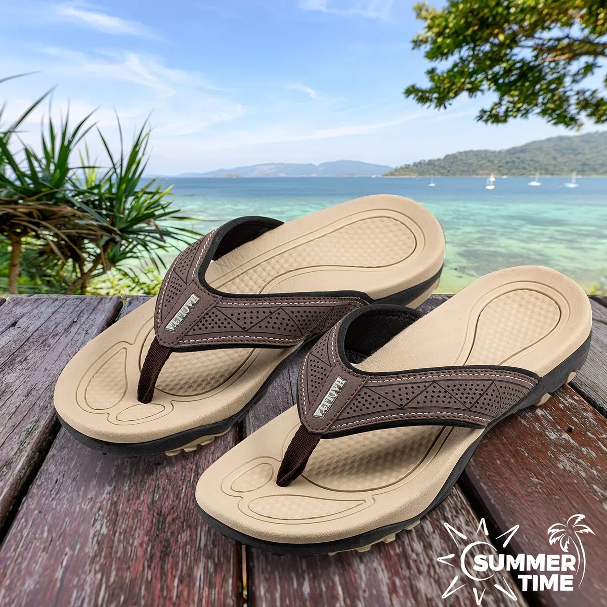 HAOLIRA Infradito Uomo Estive Comode Resistenti Pelle Ciabatte Supporto Arco Antiscivolo Adulto Flip Flops Scarpe per Spiaggia e Piscina
