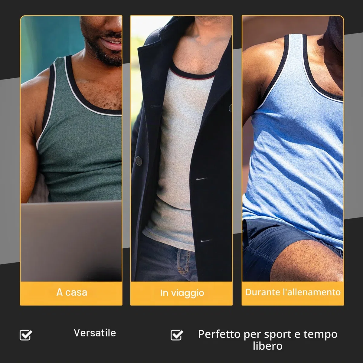 Confezione da MT® Canotta da uomo melange colori – uomo Canottiere Intime ascella camicie Sport camicie in confezione da 5 colori
