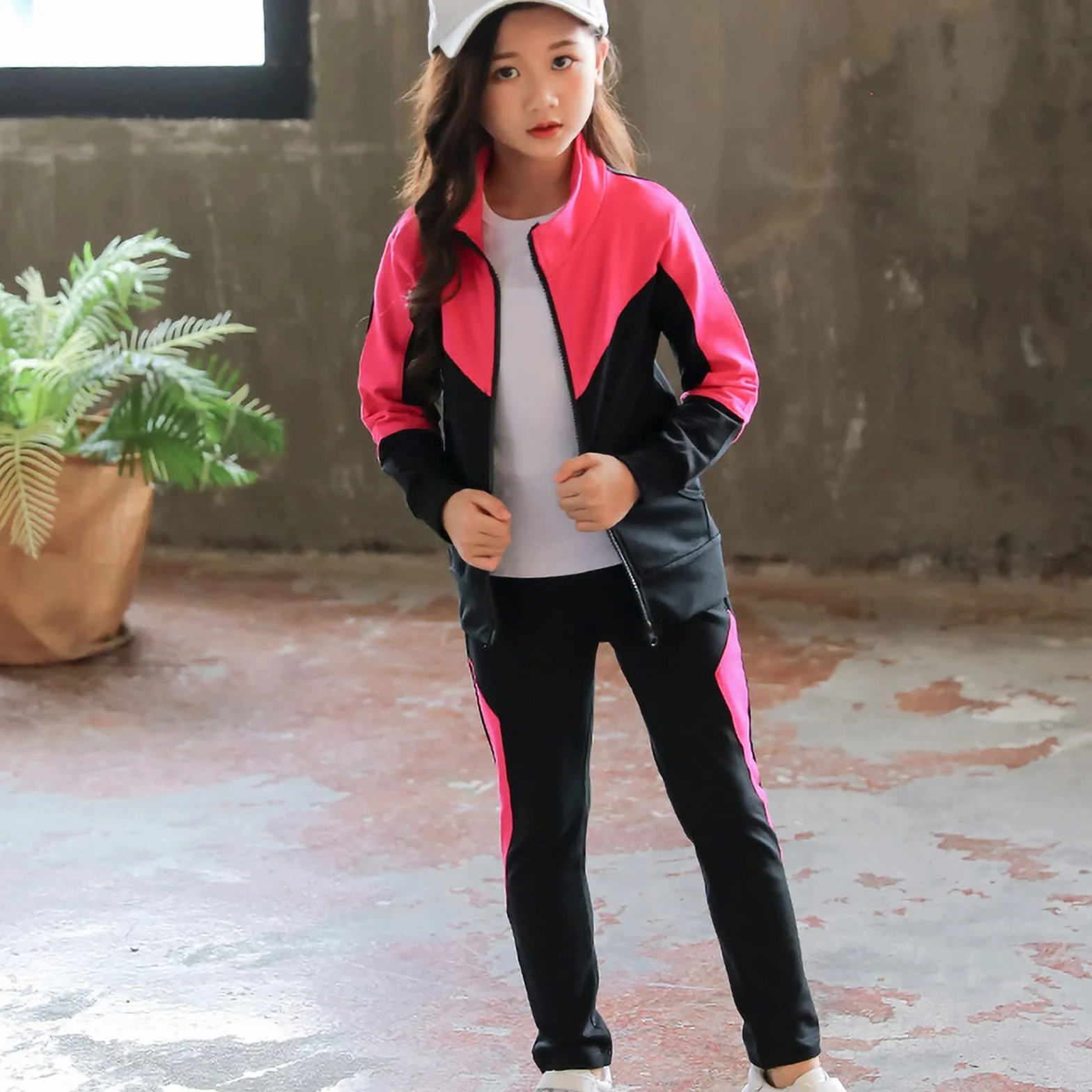 amropi Completo da Tuta Ragazze Felpa a Maniche Lunghe e Jogging Pantaloni Sportiva Set per 3-10 Anni