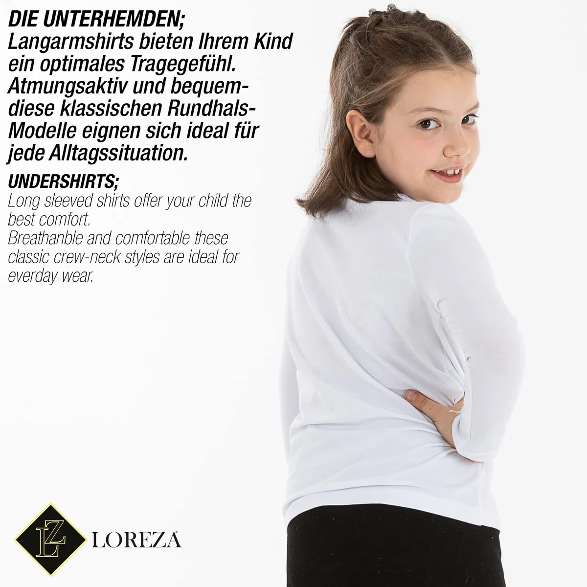 LOREZA ® 3 Bambini Ragazzi Ragazze Uni Manica Lunga Magliette Intimo Camicie Manica Lunga