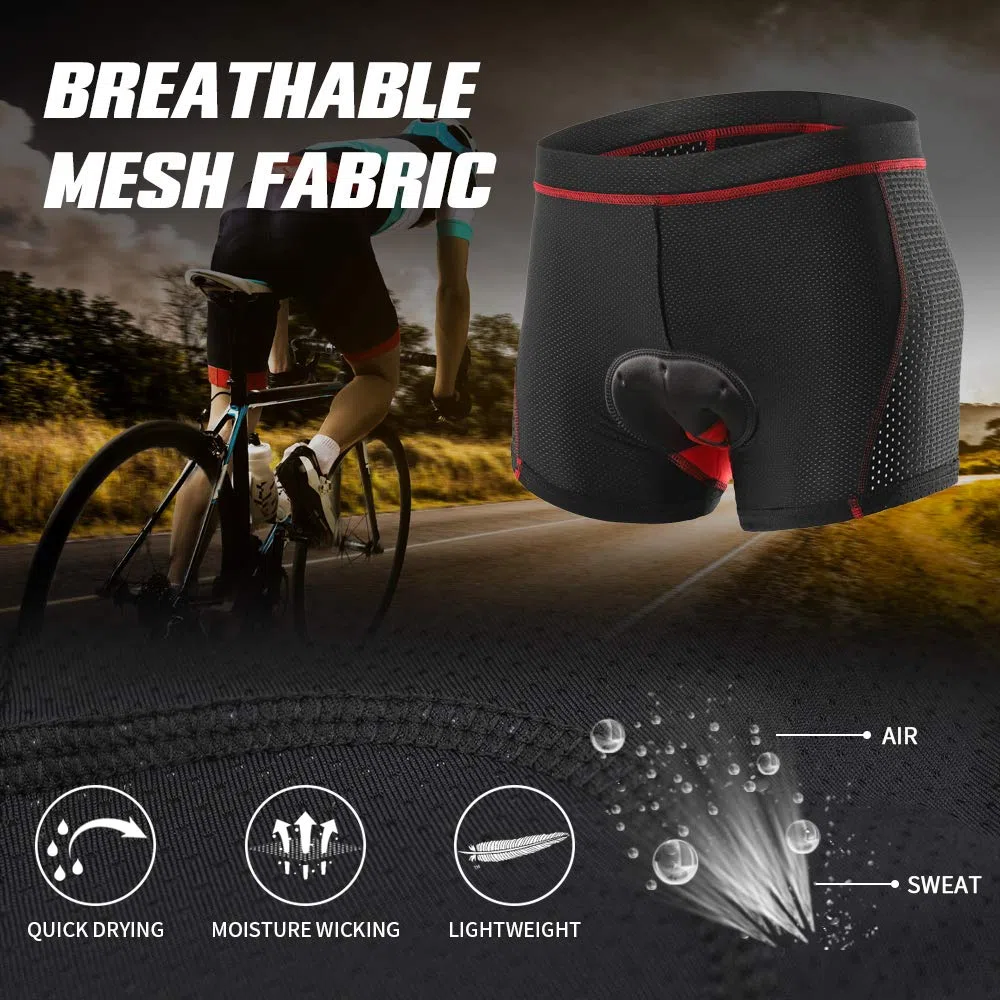 Lixada Men's Cycling Undershorts 3D Padded Breathable Mesh MTB Bike Riding Biking Underwear Shorts