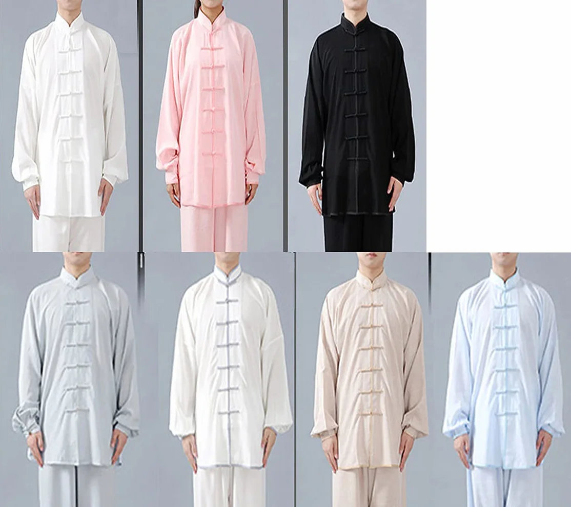 Cotone e Lino Tai Chi Abbigliamento Uniforme Kung Fu Unisex Abbigliamento per Arti Marziali (Un Set)