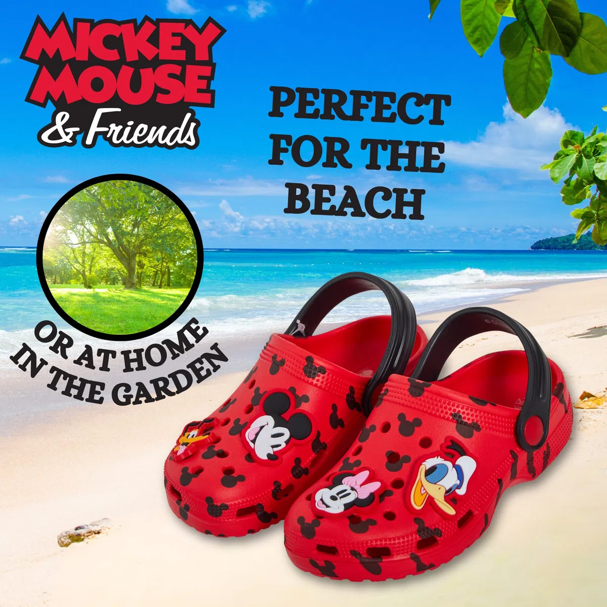 Disney Zoccoli Mickey Mouse Minnie Mouse con Charms, Sandali per Bambini, Sliders Estivi con Cinturino alla Caviglia, Scarpe da Spiaggia