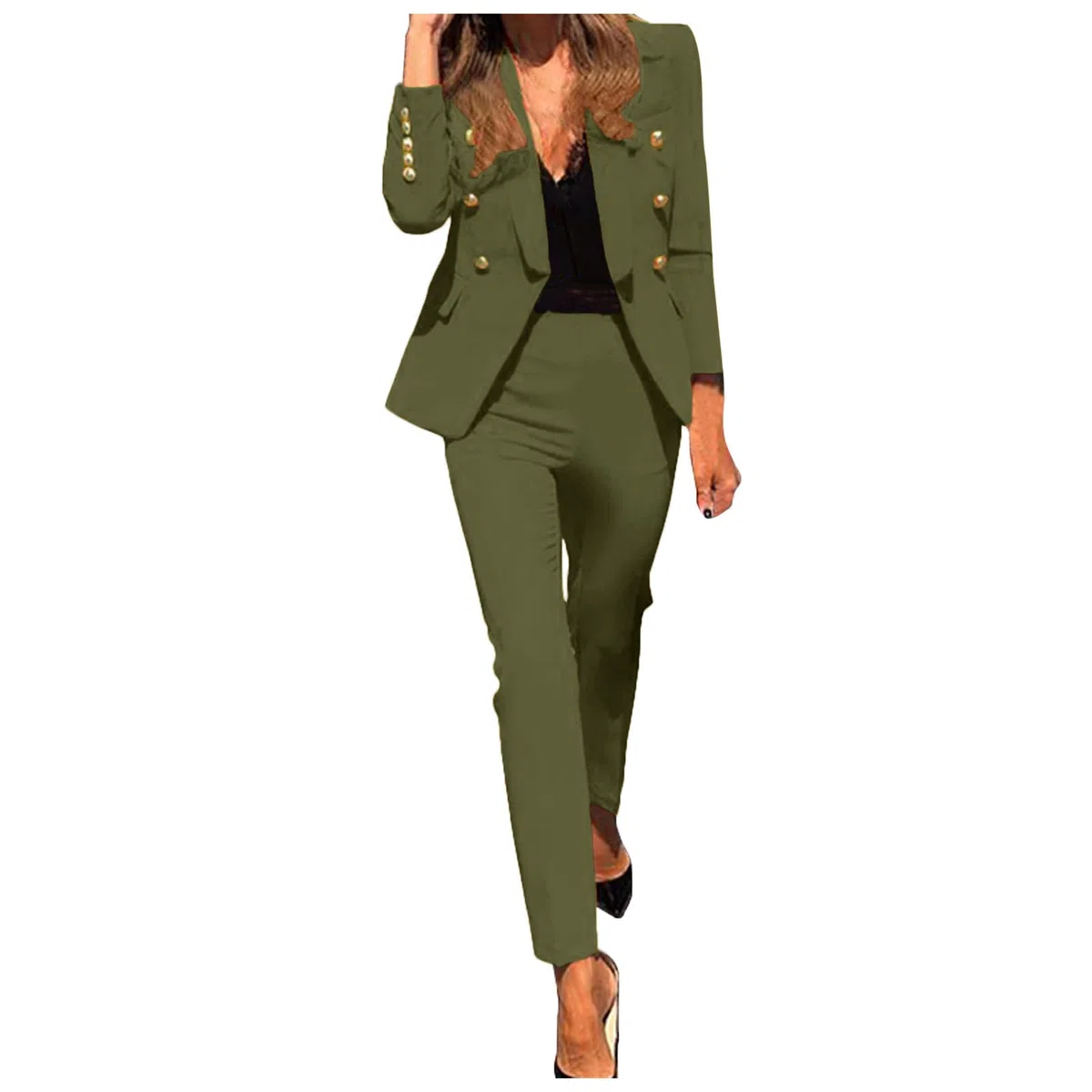 Tailleur da Donna Eleganti Offerte Completi 2 Pezzi Giacca Manica Lunga Risvolto e Pantalone Casual Tute Lavoro Autunno Inverno Curvy Abiti Donna da Cerimonia per Matrimoni e Feste