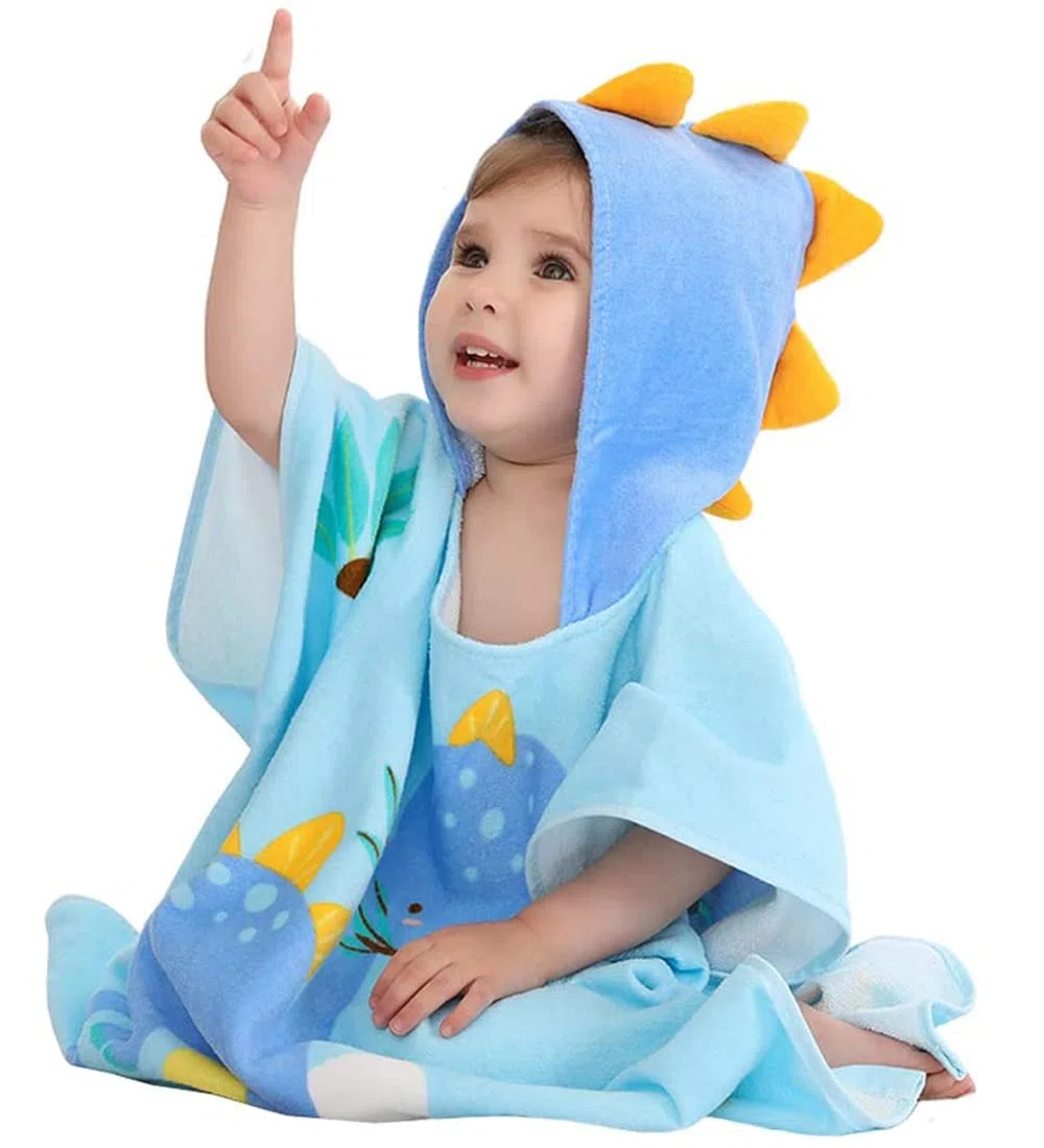 Asciugamano Poncho con Cappuccio per Bambini Telo mare da Bagno con Cappuccio Accappatoio in Morbido Cotone Assorbente per Ragazzi e Ragazze