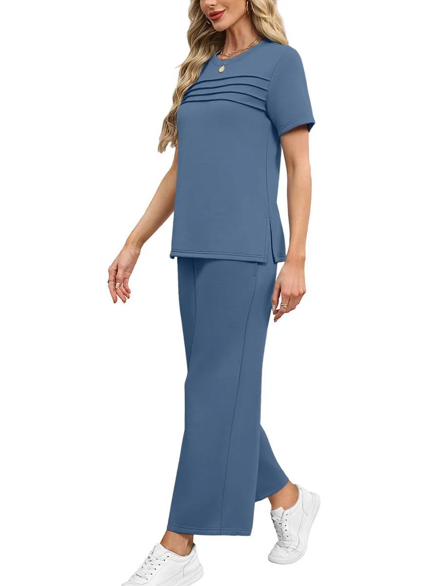 shownicer Completo Donna Pantaloni Tuta Estivo 2 Pezzi Set Maniche Corte Top E Pantaloni Curvy Completo Due Pezzi Completi Tute da Jogging Casual Outfit