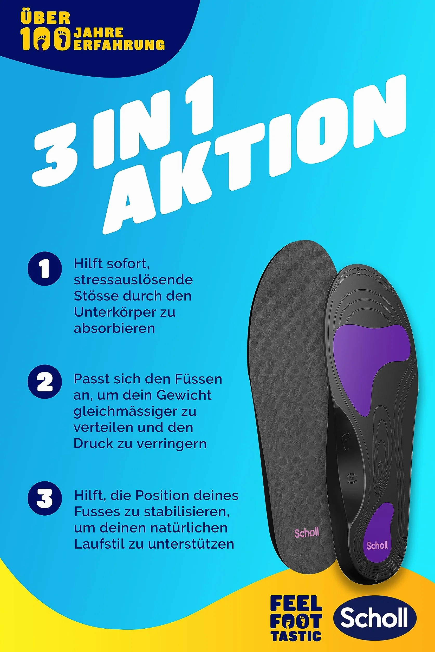 Scholl Solette ortopediche In-Balance per uomo e donna – Solette per tallone e dolore al piede e al tallone, supporto per l'arco plantare per fascite plantare, piedi piatti e iperpronazione, 40-42