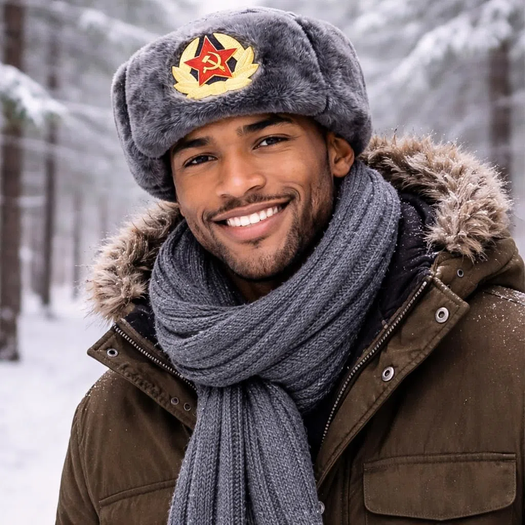 Cappello da cacciatore russo da uomo invernale caldo cappello con distintivo sovietico unisex in pelliccia sintetica Ushanka cappello invernale stile sovietico unisex