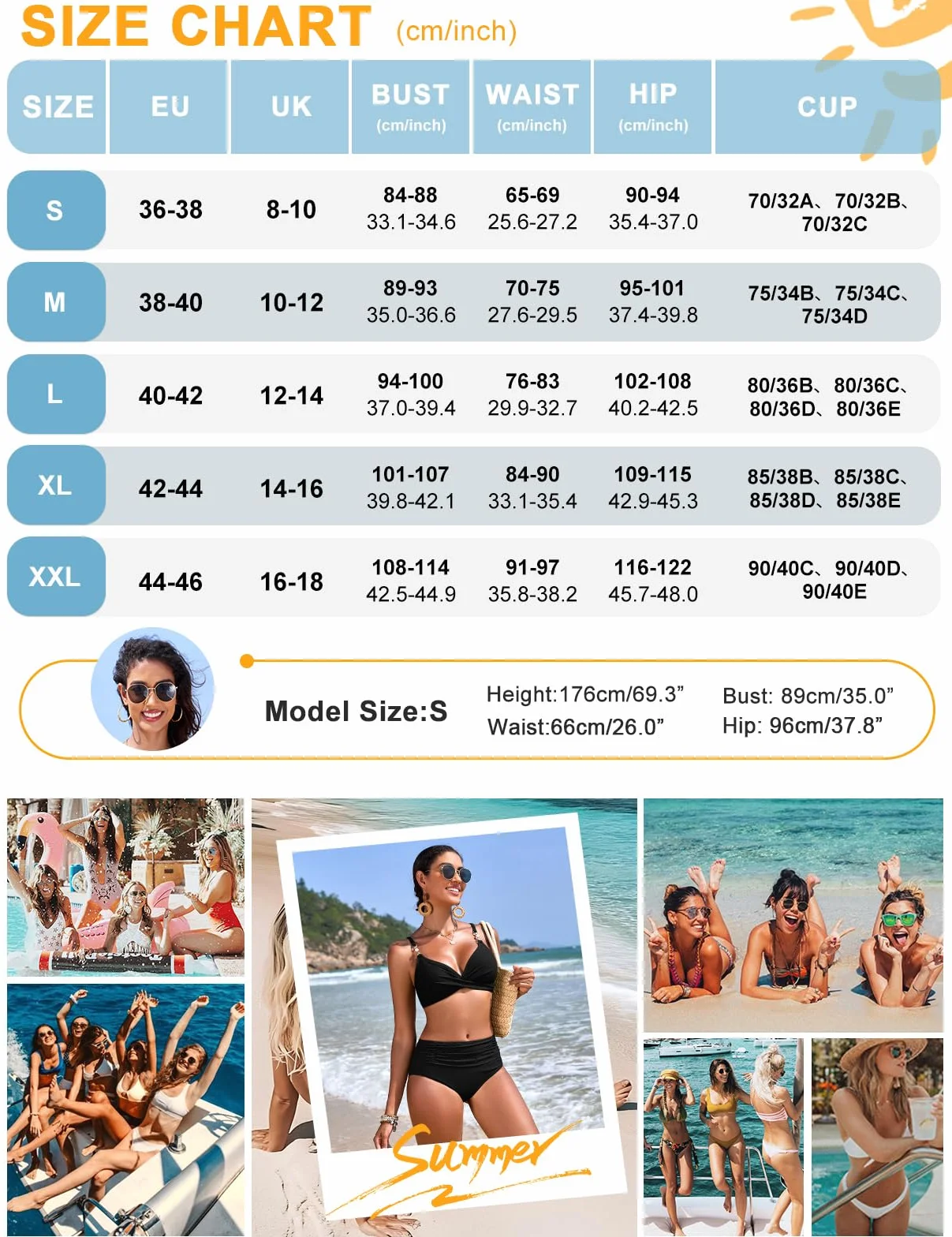 UMIPUBO Costume Donna Due Pezzi Bikini Pancia Pieghe Contenitivo Collo A V Sexy Curvy Modellante Vita Alta Push Up Schiena Nuda Con Coppe Mare Costume Da Bagno