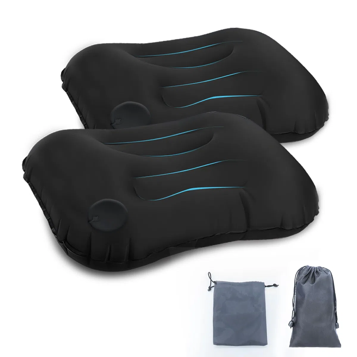 Cuscino Gonfiabile da Campeggio 2 Pezzi Cuscino Gonfiabile Ultraleggero design della curva del corpo, adatto per spiaggia, campeggio, escursionismo, trekking