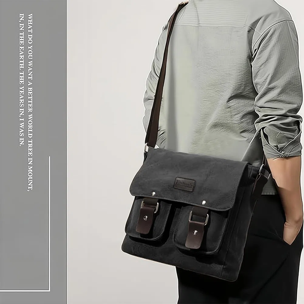 flintronic Borsa Messenger Unisex, Borsa Tracolla in Tela, Casuale Borselli da Uomo, Tasche Multiple e Grande Capacità, per Viaggi All'aperto, Pendolari, Lavoro