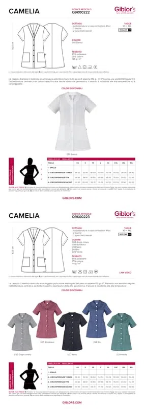Giblor's Casacca CAMELIA per Hotel Casa Colf Pulizie da Donna Regular Fit BIANCO