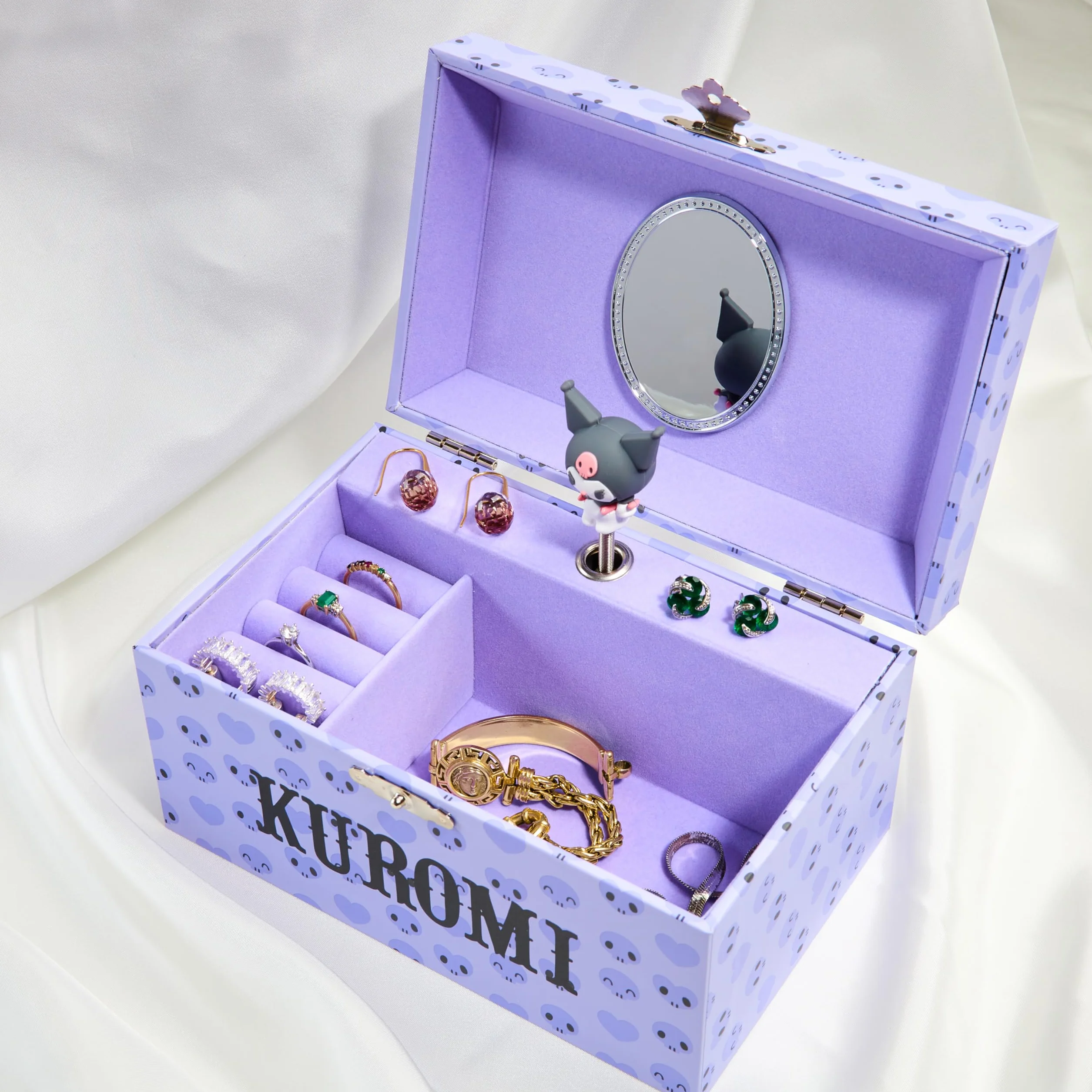 Hello Kitty Sanrio Kuromi Portagioie Bambina Figura Rotante Carica Carillon Portagioie Carillon Musicale Anime Regalo Ragazza (Viola Kuromi)