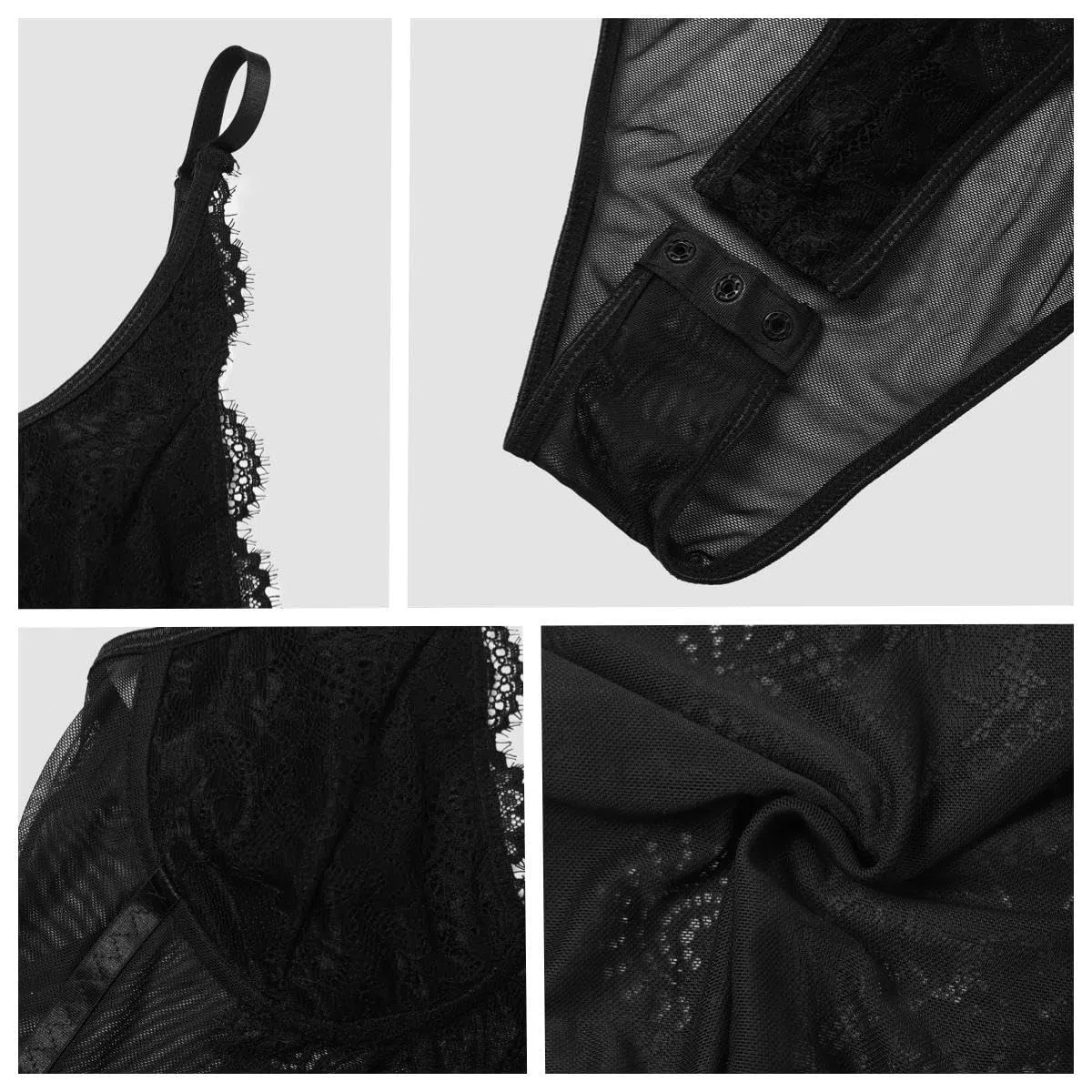 Body Donna Sexy Rete Trasparente Spaghetti Strap Bodysuit Top Profondo Collo a V Senza Maniche Body in Pizzo Floreale Elegante Jumpsuit Aderente Un Pezzo Tuta Basic Cami Camicie Moda Going Out Top
