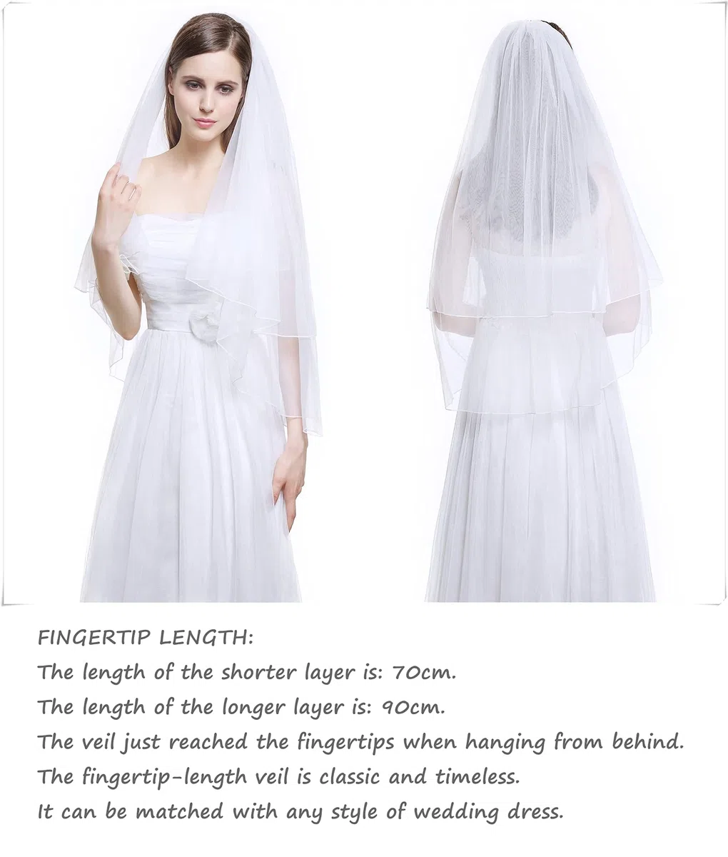 BEAUTELICATE Velo da Sposa Velo Tulle Corto 2 Strati Gomito Dito Lunghezza con Pettine di Metallo per Nozze Bianco Avorio