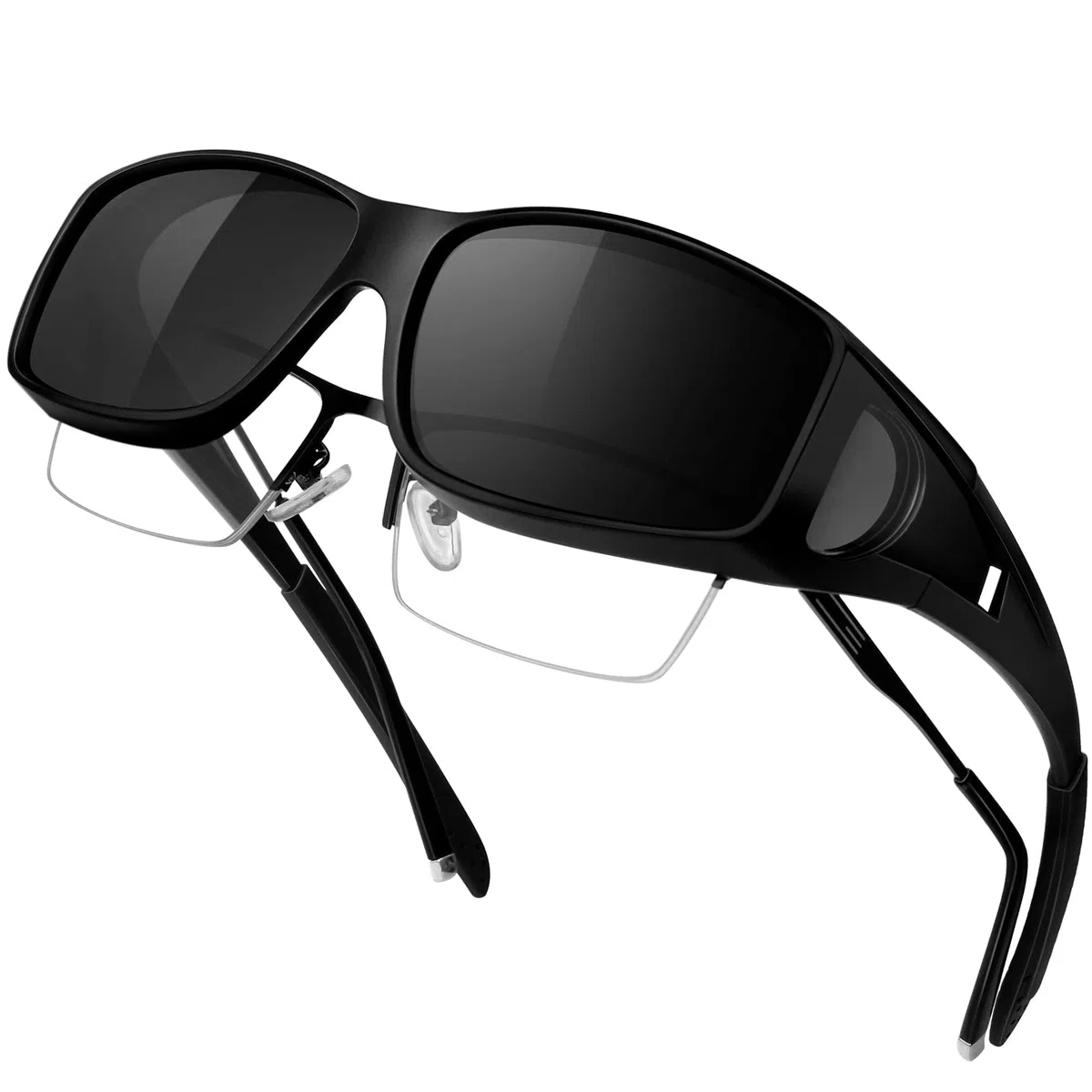 KANASTAL Sovraocchiali da Sole Uomo Donna Polarizzati UV400 Occhiali Sovrapponibili Protezione Laterale Avvolgenti TR Sunglasses over Glasses per Pesca Viaggio