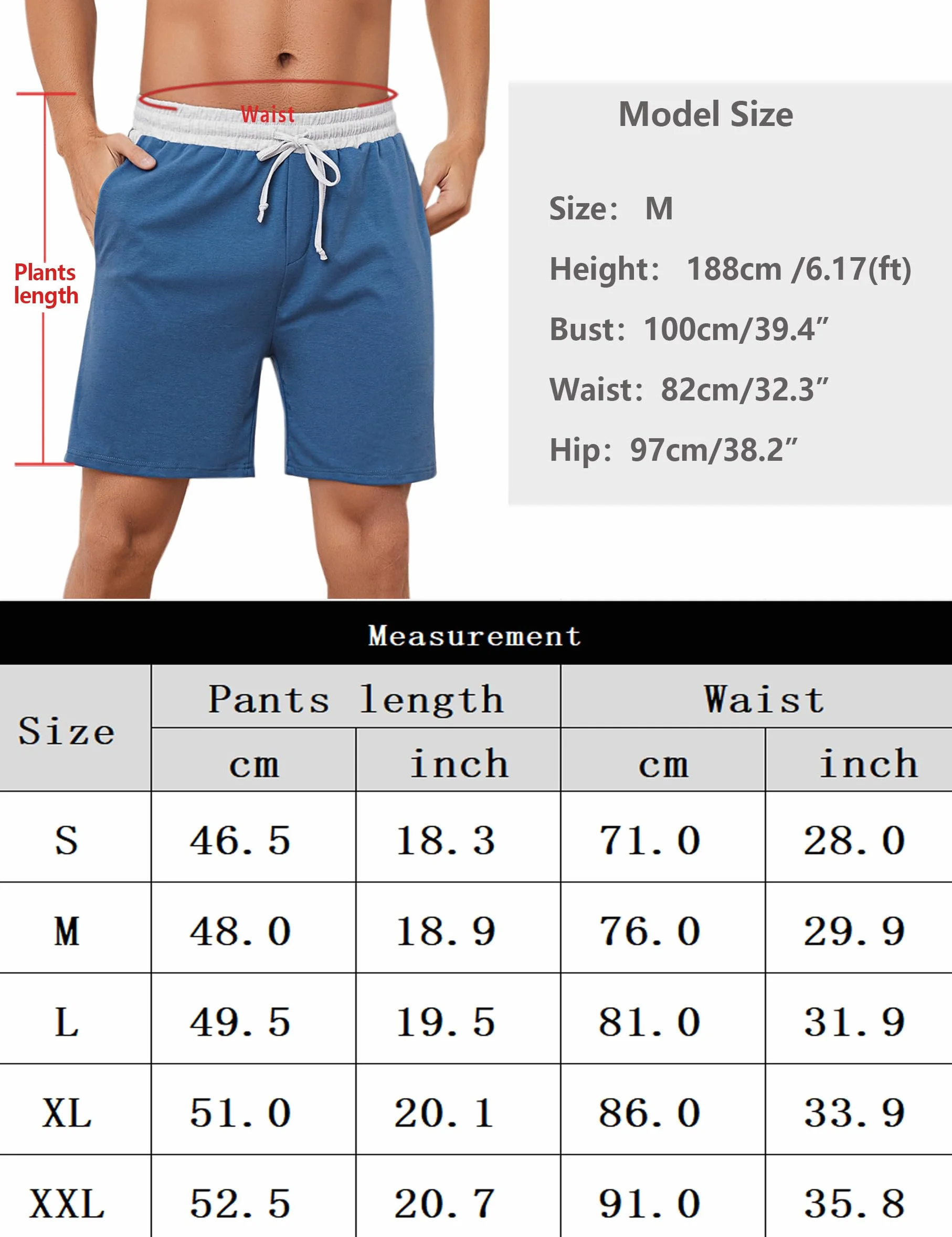 Bresdk Pantaloncini Sportivi Uomo Cotone con Tasche Pantaloni Pigiama Corti Estivi Leggeri Pantalone Estivo Bermuda da Mare Running