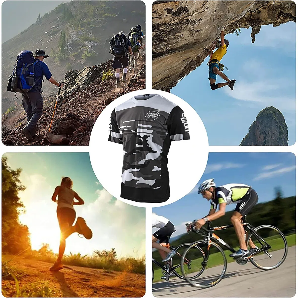 HULG MTB Tops Maglia da Ciclismo Manica Corta da Uomo, Comodae Leggera, Ad Asciugatura Rapida, Maglia Manica Corta da Ciclismo per MTB Road Bike/Multisport/Fitness