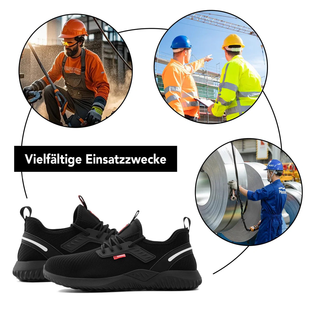 SUADEX Scarpe Antinfortunistiche Uomo Donna Leggere Scarpe da Lavoro Ammortizzazione Leggeree Sportive CantierTraspiranti Sicurezza con Puntale in Acciaio EU 37-48