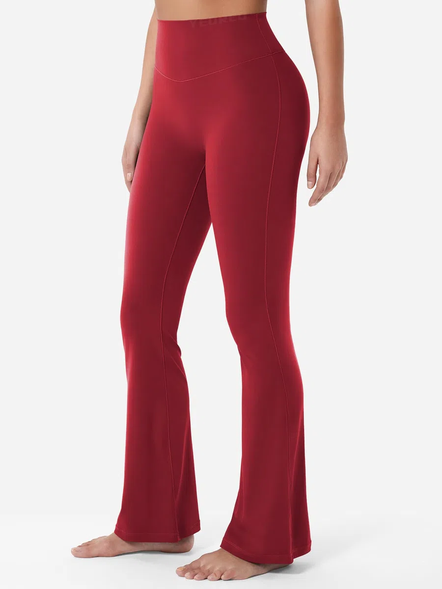 YEOREO Leggings da donna Flare Invisible Scrunch Butt Sports Leggings a vita alta, leggeri, da yoga, lunghi, push up, opachi, sportivi