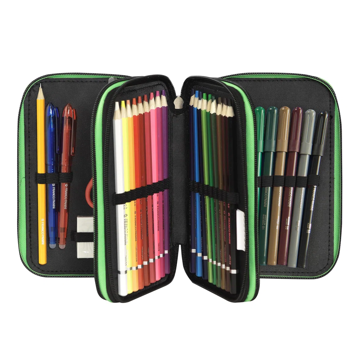 MINECRAFT - Astuccio Scuola Ufficiale Minecraft, Astuccio 3 Scomparti Bambini e Ragazzi con Set Cancelleria Incluso, 5 Etichette Adesive Portanome e Pratica Chiusura a Zip, 13x20Hx7 cm