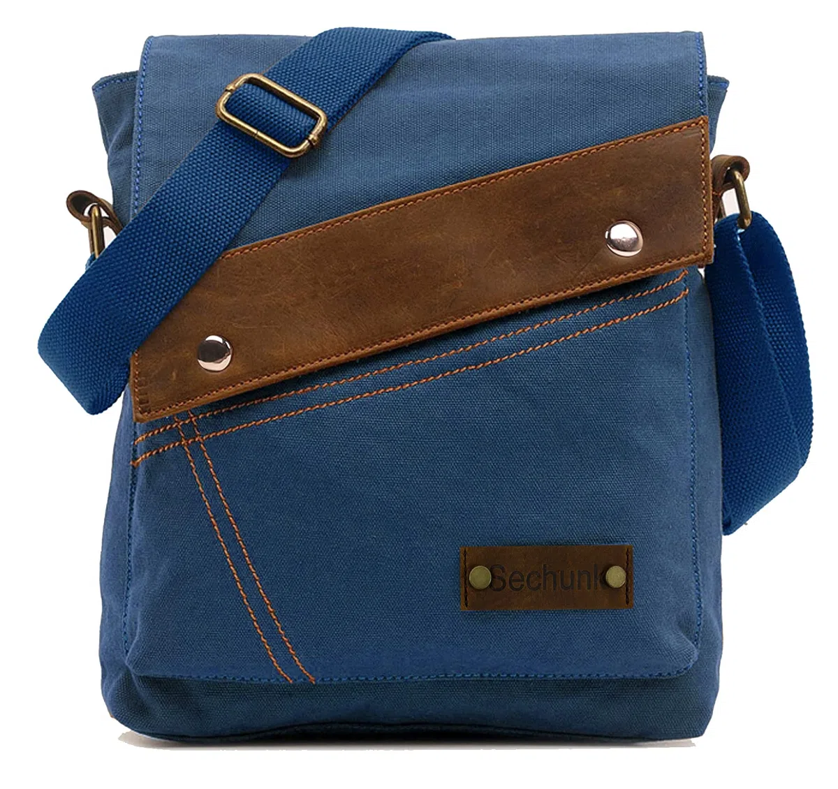 Sechunk Messenger cotone pelle della tela di canapa borse a tracolla Borsello Bauletto Book Bag Laptop Bag di lavoro Laptop Bag Borsa Borsa del computer Weekend Bag