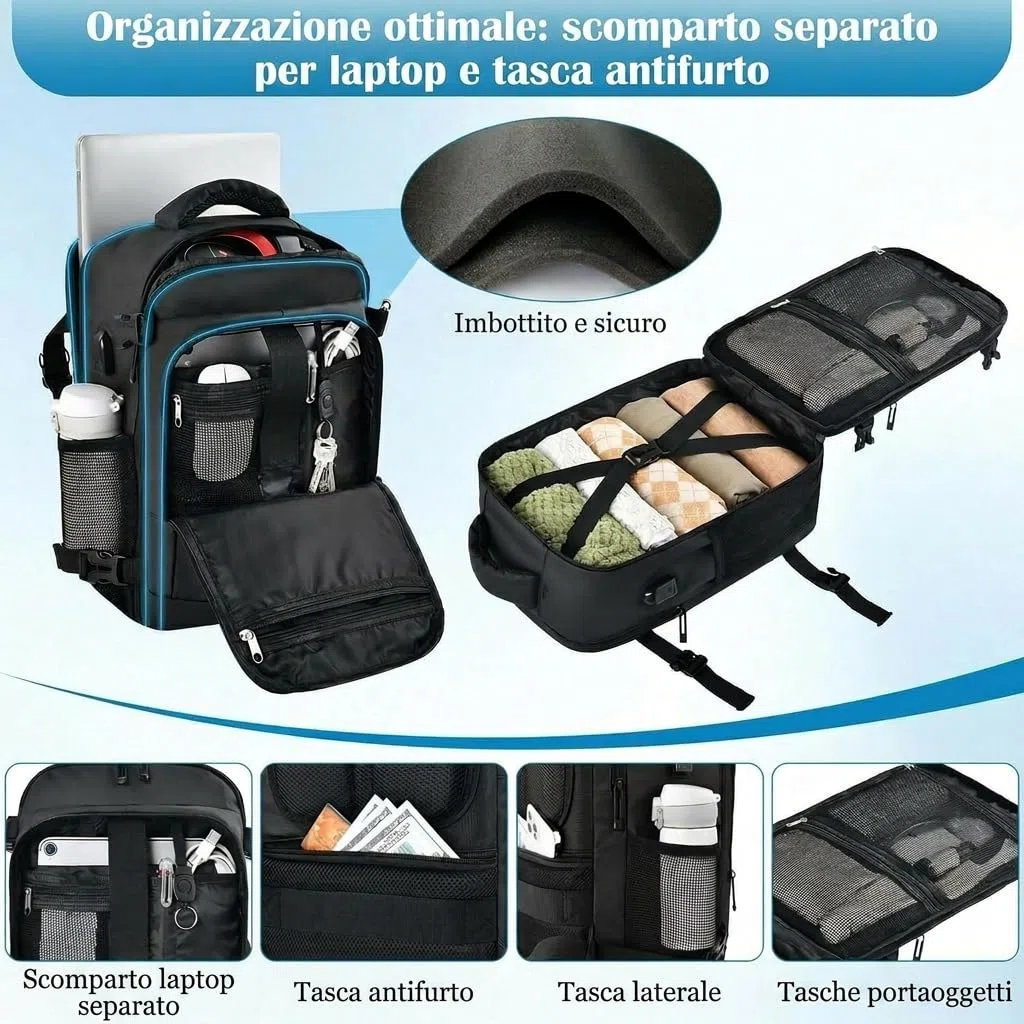 Zaino per Ryanair 40x30x20, Bagaglio a Mano 40x30x20 Ryanair Zaino da Viaggio Aereo Piccolo Borsa da Cabina per Voli Donna Uomo,per Scuola Trekking Lavoro（Schwarz）