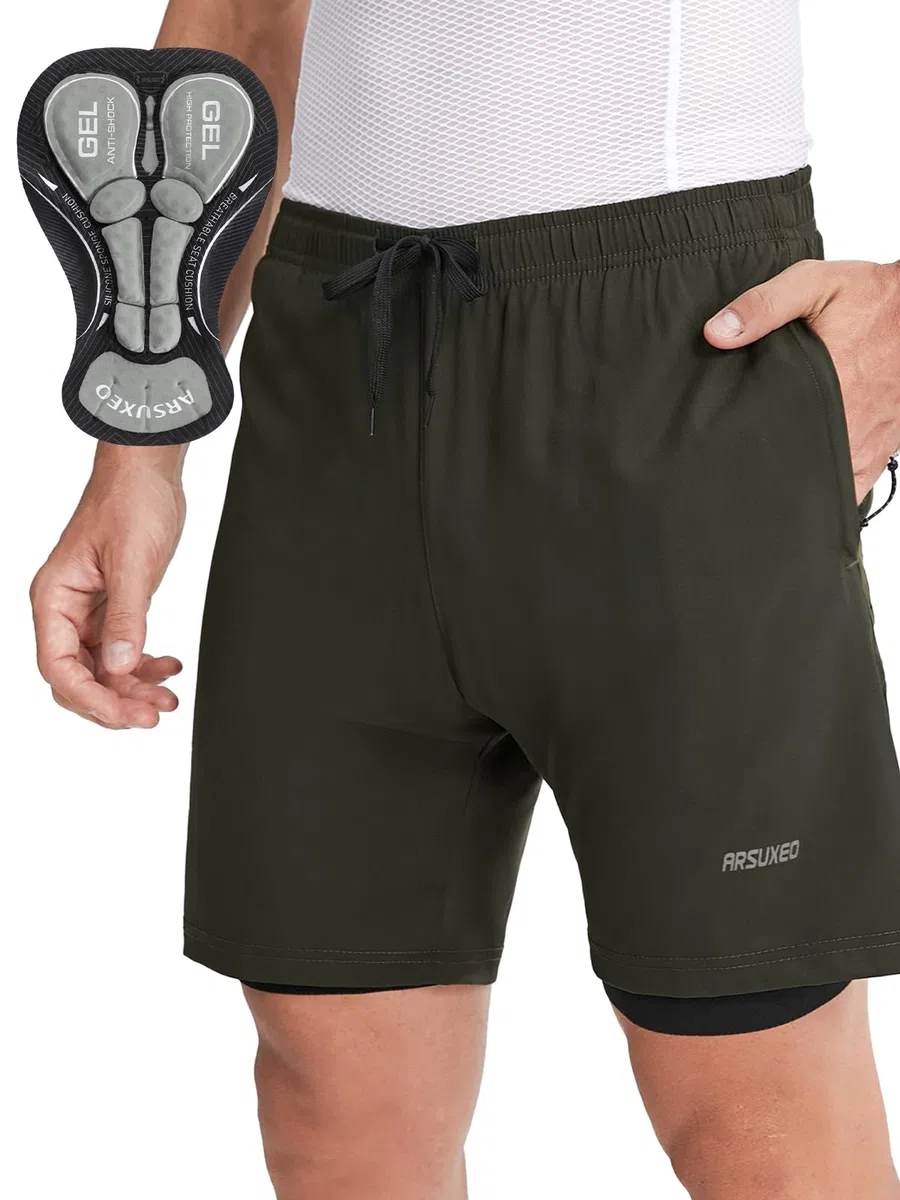 ARSUXEO Pantaloncini da Ciclismo da Uomo Pantaloncini da Mountain Bike Imbottiti e Larghi 2506