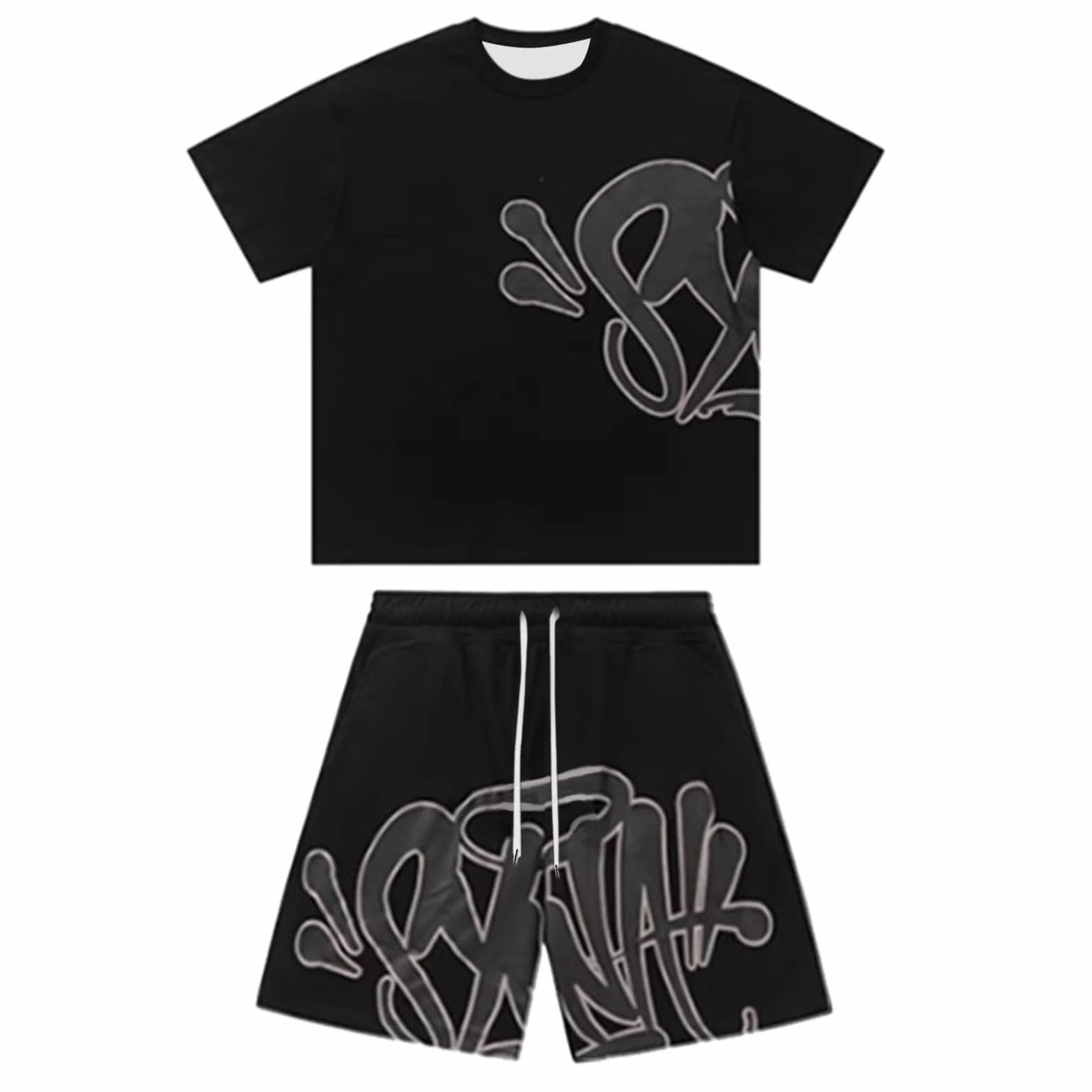 Generico Completo Sportivo Estivo da Uomo,Tuta Uomo Sportiva Maniche Corte T-Shirt e Pantaloncini Estiva 2 Pezzi Set Completo,Casual Cotone Sweatsuit Set